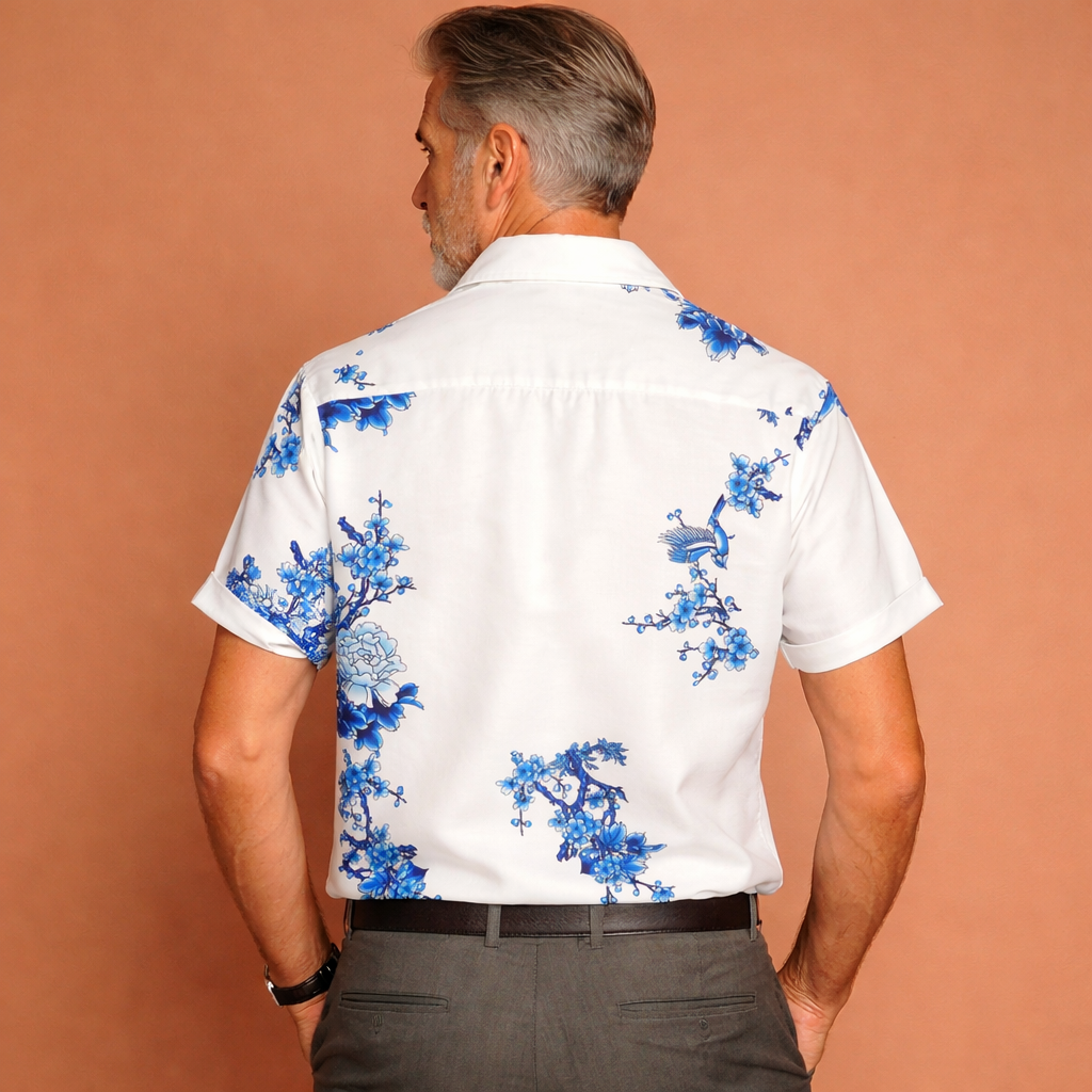 Tropical Floral Print Short Sleeve Shirt for Men | Jeroen