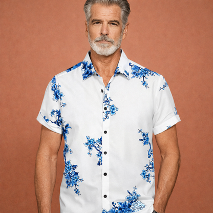 Tropical Floral Print Short Sleeve Shirt for Men | Jeroen