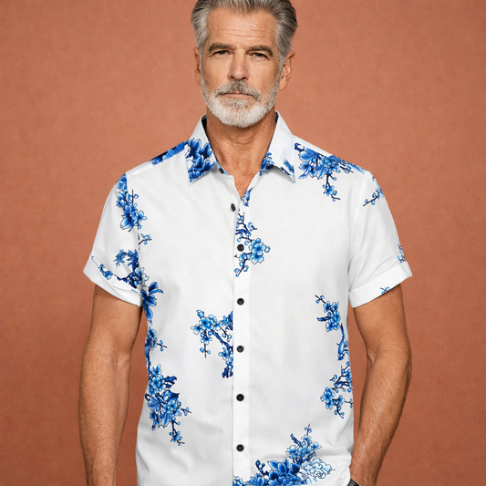 Tropical Floral Print Short Sleeve Shirt for Men | Jeroen