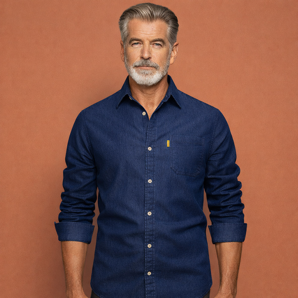 Denim shirt with long sleeves for men | Thijs