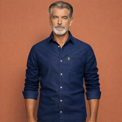 Denim shirt with long sleeves for men | Thijs