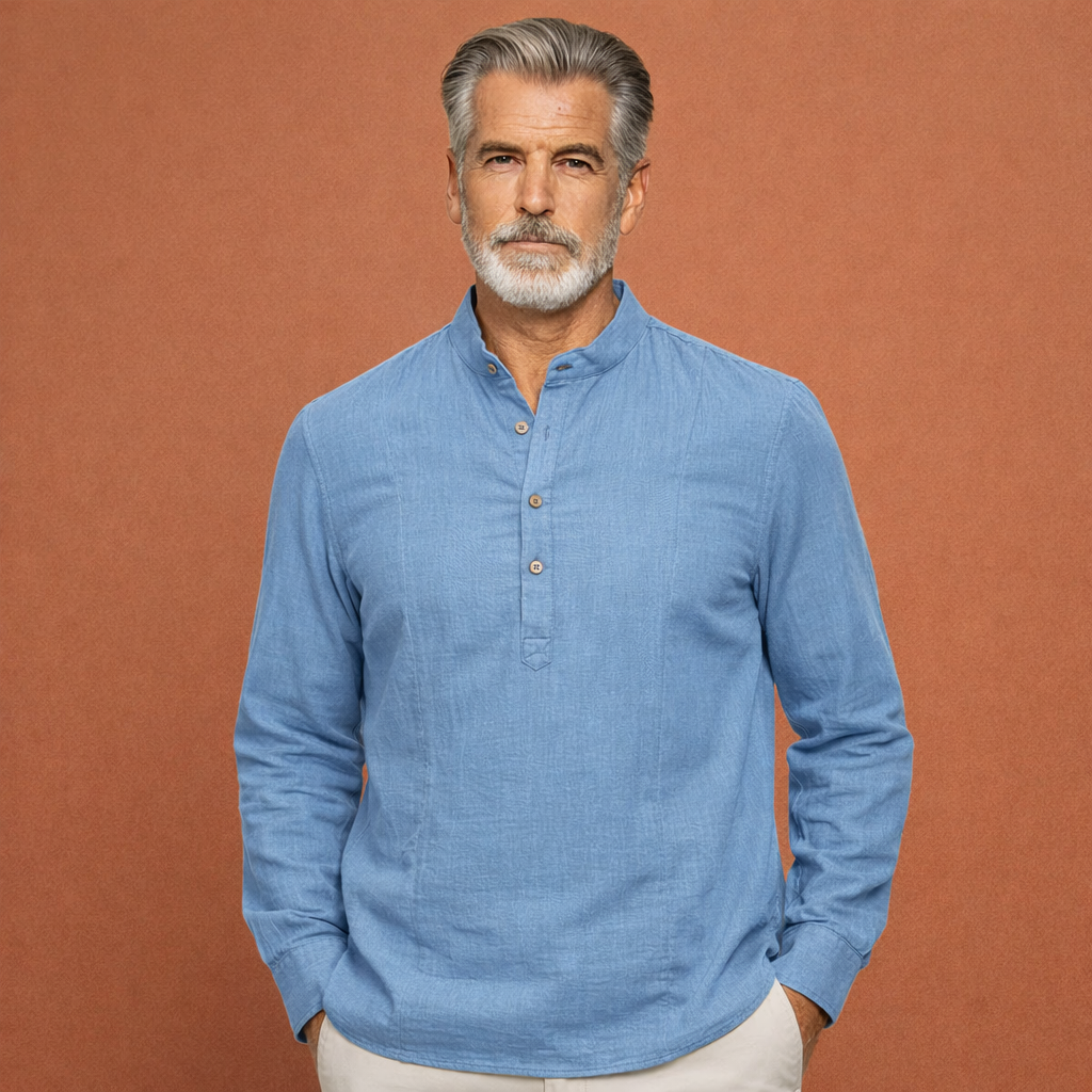 Lightweight long-sleeve shirt with half-button closure for men | Casper