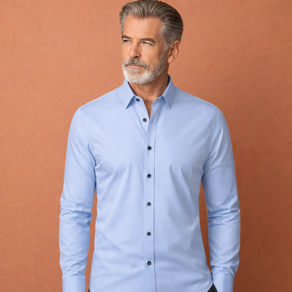 Classic men's shirt with long sleeves and Kent collar for formal and business outfits | Pieter