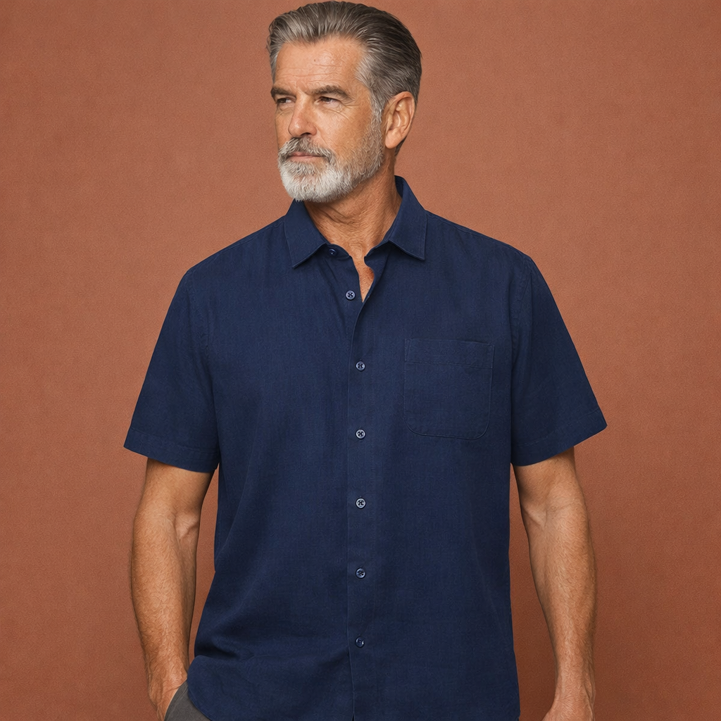 Casual linen summer shirt with short sleeves for men | Tobias