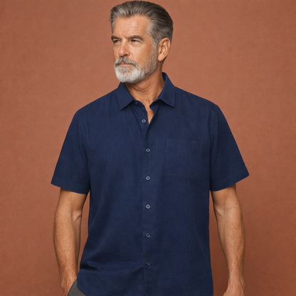Casual linen summer shirt with short sleeves for men | Tobias