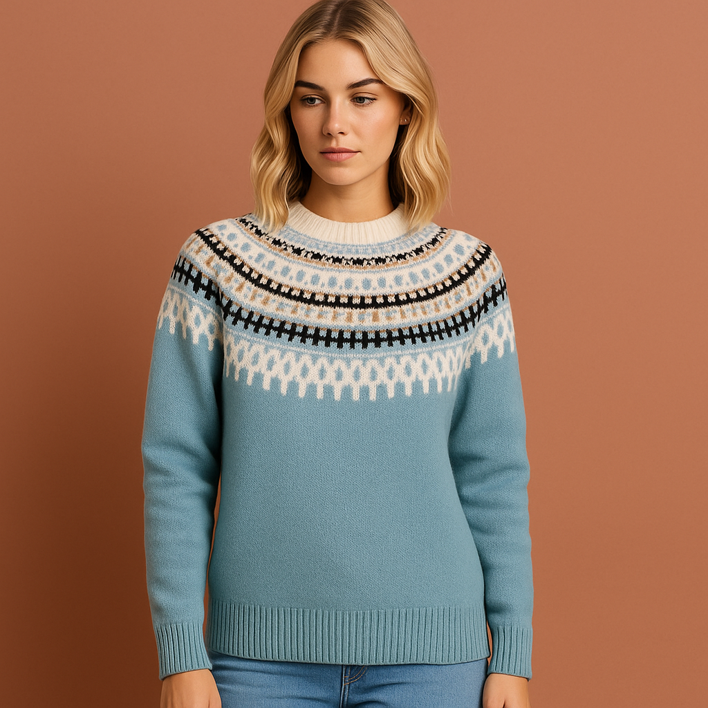 Scandinavian Knitted Sweater with Classic Winter Pattern for Women | Liv