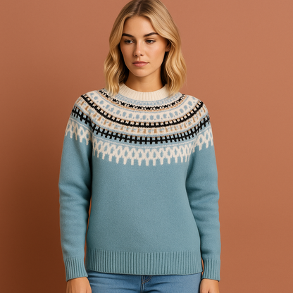 Scandinavian Knitted Sweater with Classic Winter Pattern for Women | Liv
