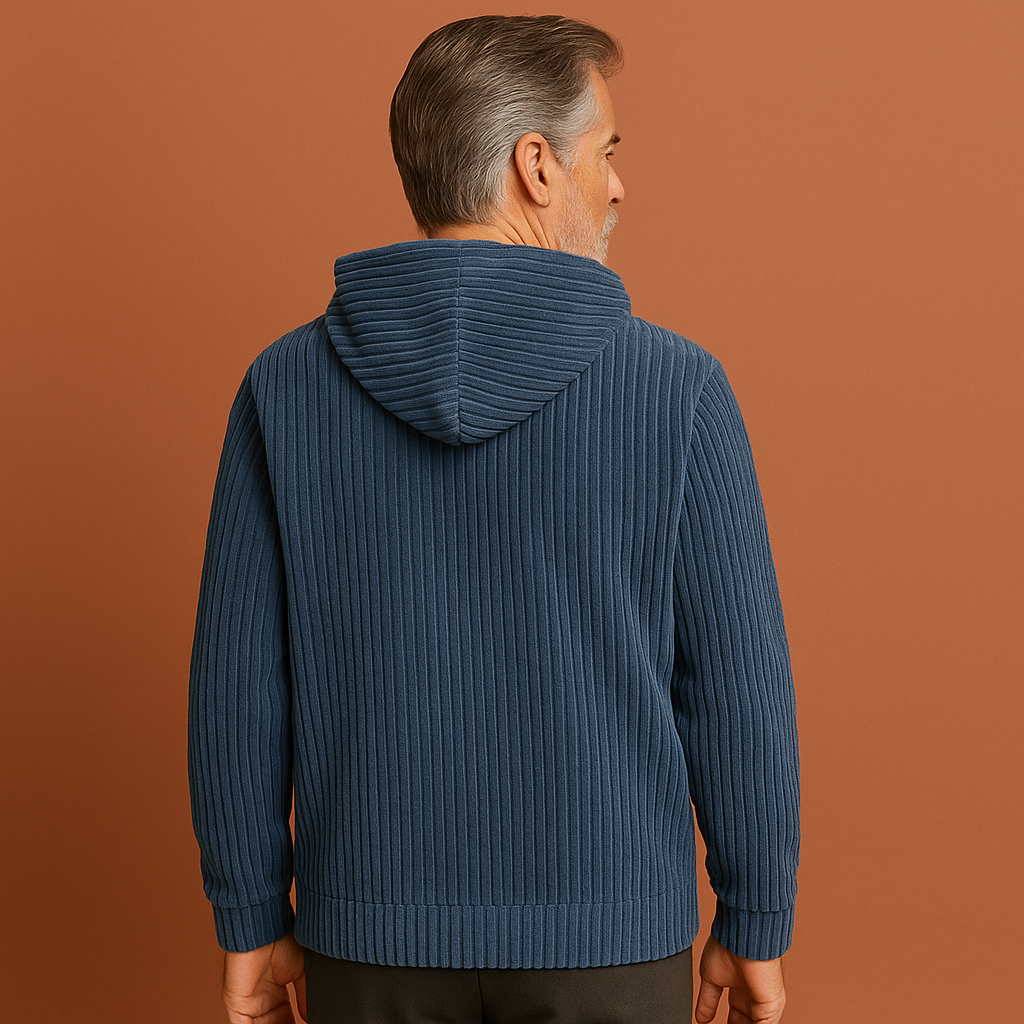 Stylish corduroy hoodie with a relaxed fit for men | Noe