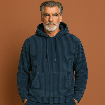 Stylish corduroy hoodie with a relaxed fit for men | Noe