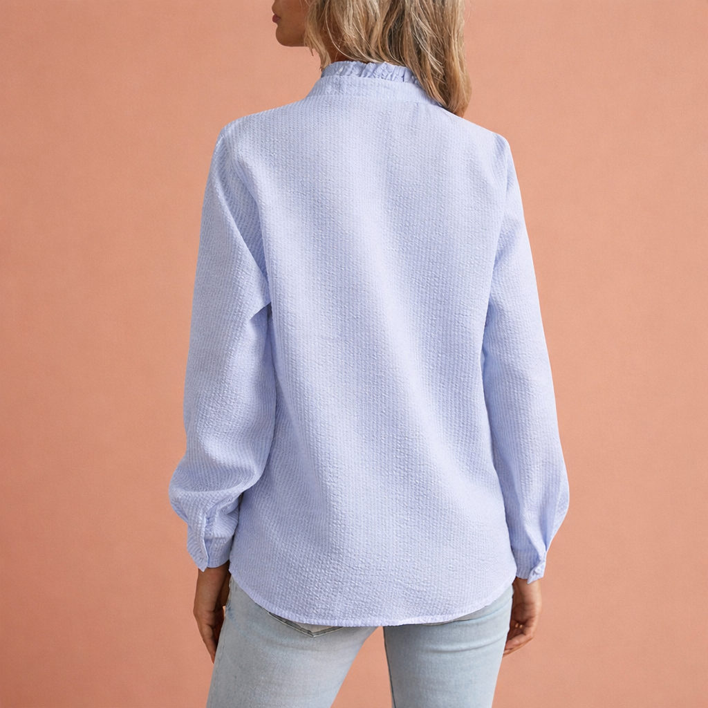 Elegant ladies blouse with ruffles and button closure for women | Mirthe
