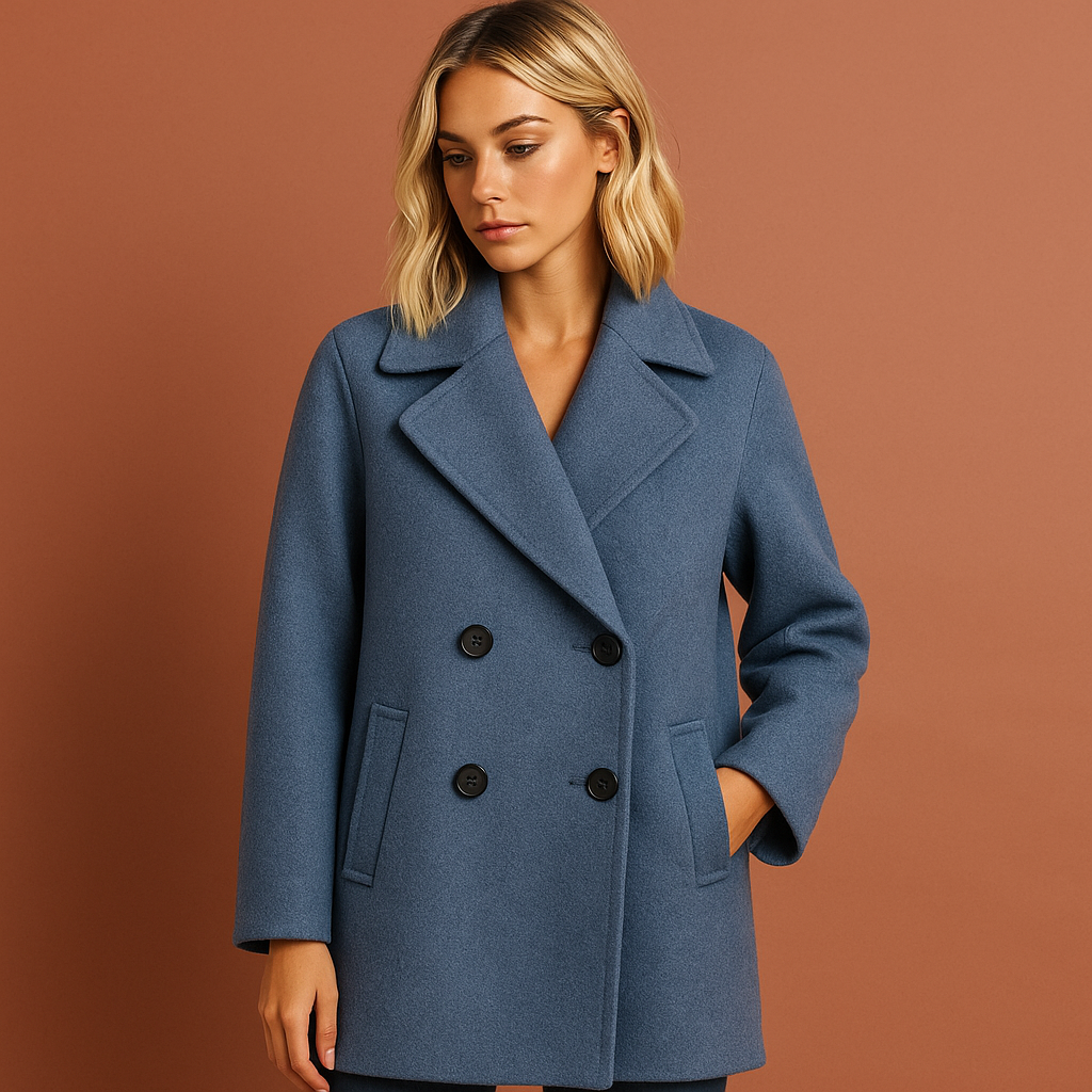 Double-breasted long coat for women with an elegant fit | Lianne