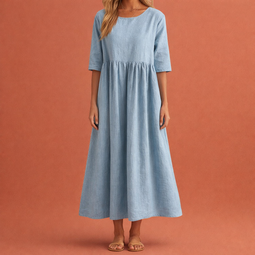 Lightweight Casual Maxi Spring Dress with Pockets for Women | Eva