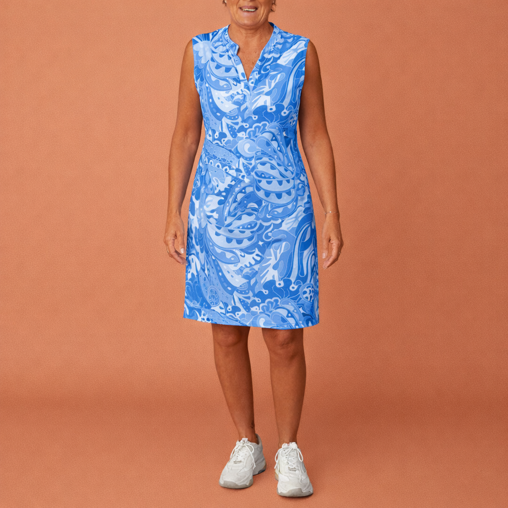 Sleeveless Midi Dress with V-Neck and Print for Women | Camilla