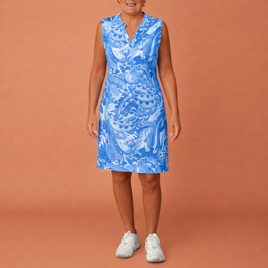Sleeveless Midi Dress with V-Neck and Print for Women | Camilla