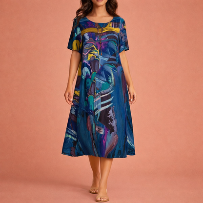 Midi casual summer dress for women with elegant fit | Mara