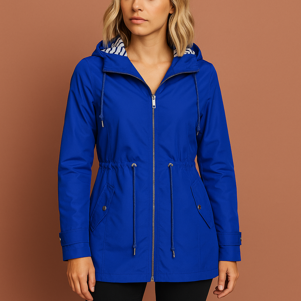 Long waterproof raincoat with hood for women | Luna