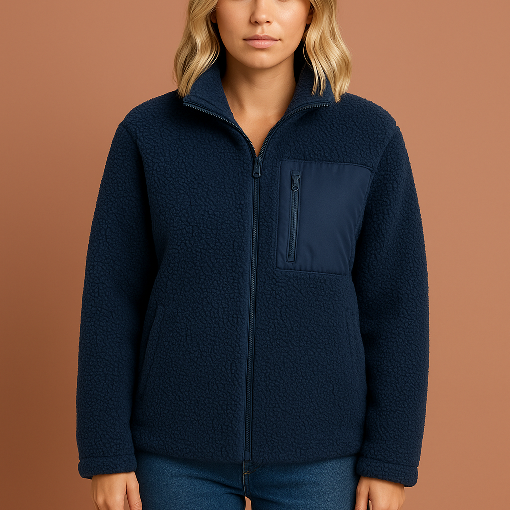 Warm teddy fleece jacket with zipper for women | Marit