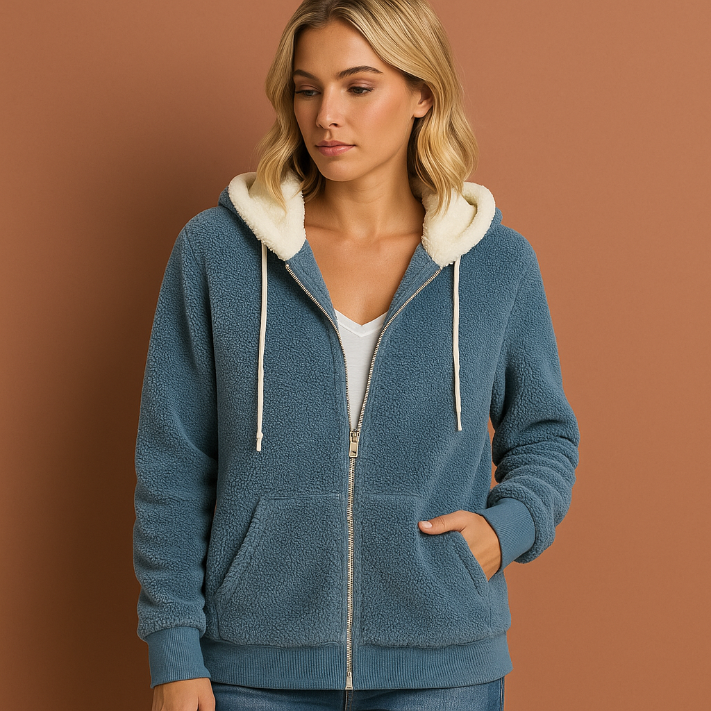 Extra warm teddy fleece zip hoodie for women | Mariska
