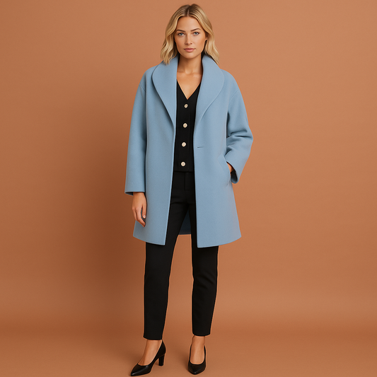 Mid-length coat with open collar for women | Carline