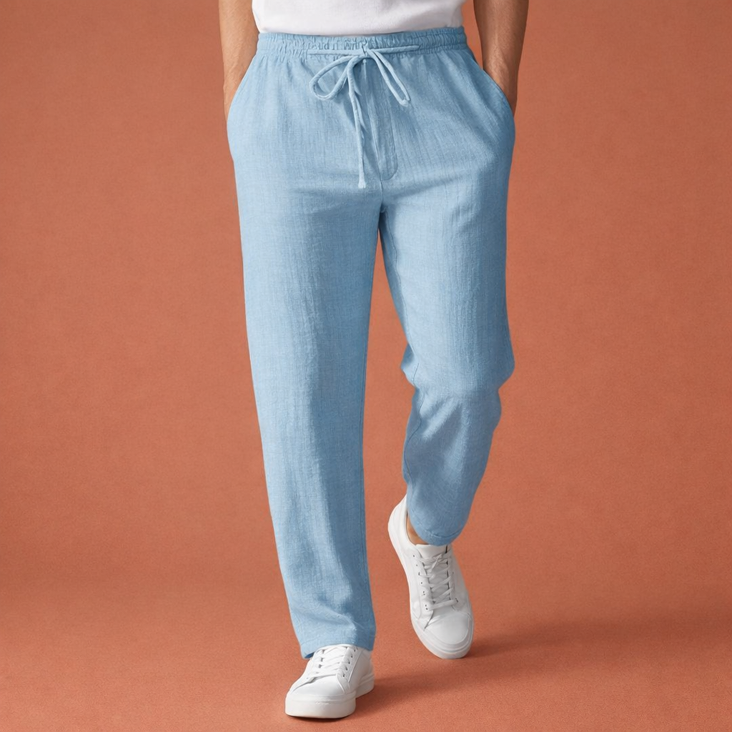 Long men's trousers with elastic waistband and drawstring for men | Ewout