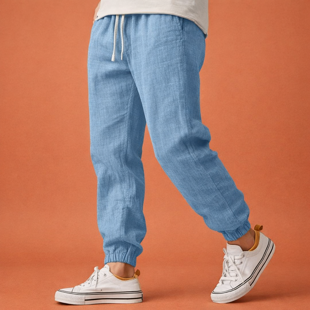 Men's tapered pants with elastic waistband and drawstring for everyday comfort | Gerard