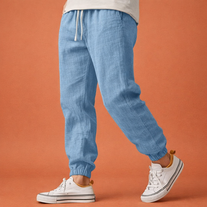 Men's tapered pants with elastic waistband and drawstring for everyday comfort | Gerard
