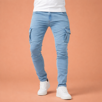 Tapered cargo pants with elastic waist for men | Stijn