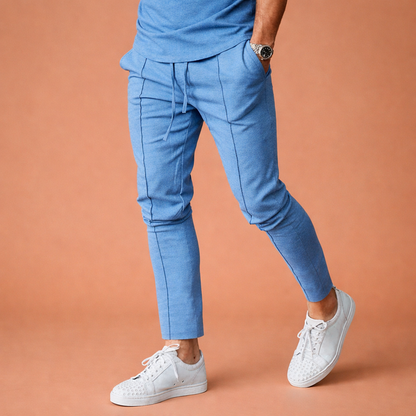 Casual men's pants with elastic waist and straight legs | Martijn