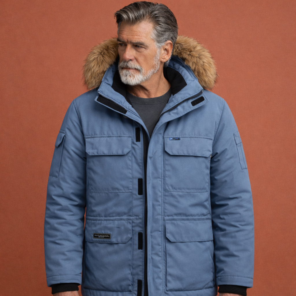 Warm parka with hood and zipper for men | Ewout