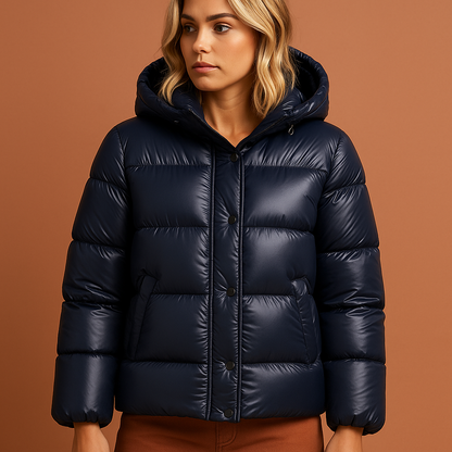 Lightweight shiny puffer winter jacket for women | Olivia