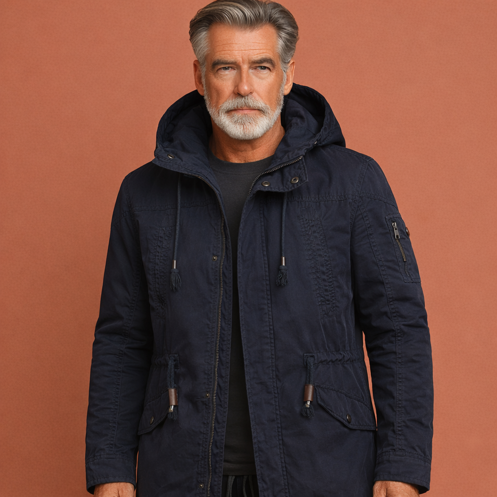 Hooded jacket with adjustable waist for men | Pim