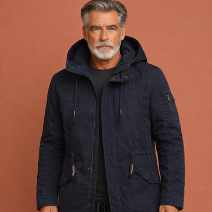 Hooded jacket with adjustable waist for men | Pim