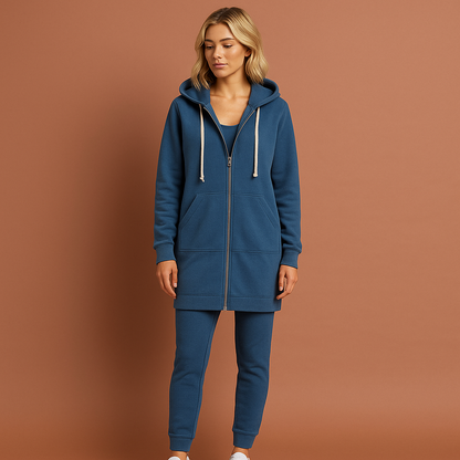 Knee-length zip-up hoodie for women | Alexa