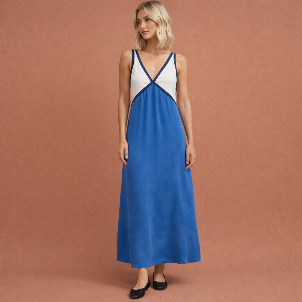 Long Sleeveless Dress with V-Neck for Women | Celeste