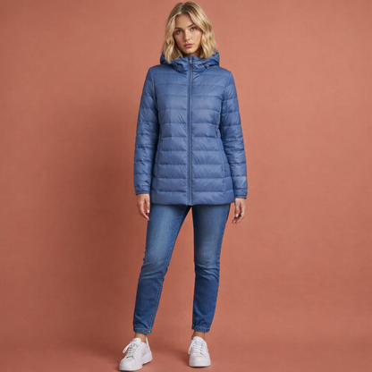 Warm long winter coat with hood for women | Inge