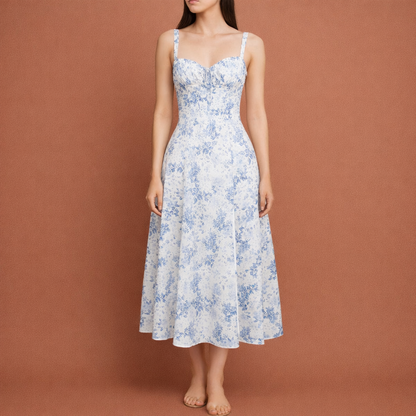 Floral Midi Dress with Split for Women | Mireille