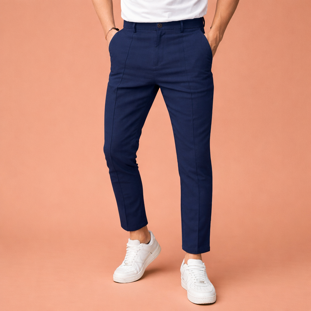 Slim-fit men's trousers with ankle length and front seam | Thomas