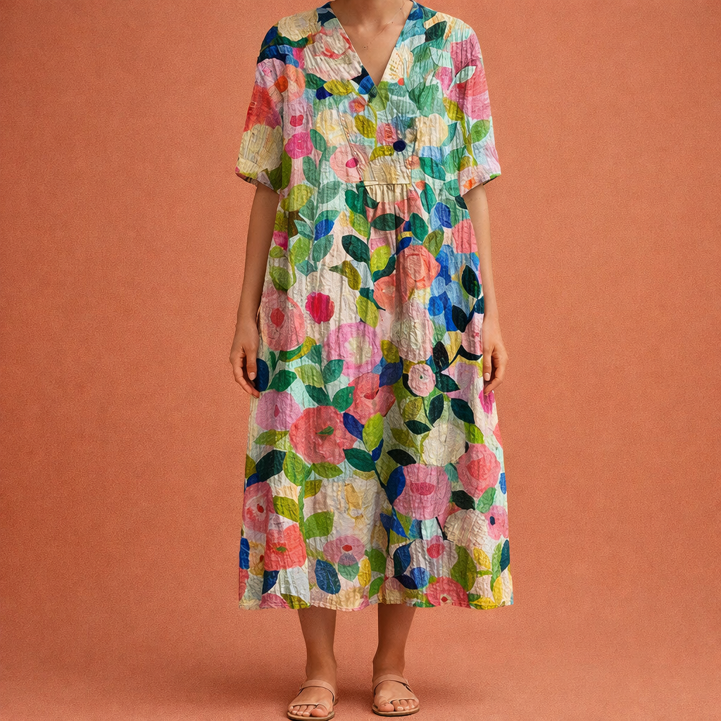 Maxi Floral Spring Dress for Women with Colorful Design | Karlotta