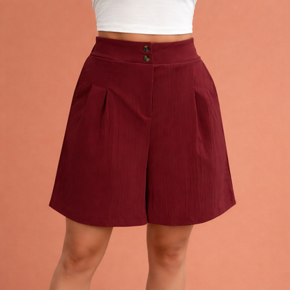 High-waisted pleated shorts for women | Selina