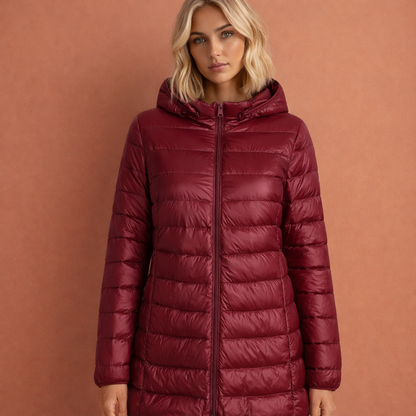 Warm long winter coat with hood for women | Inge