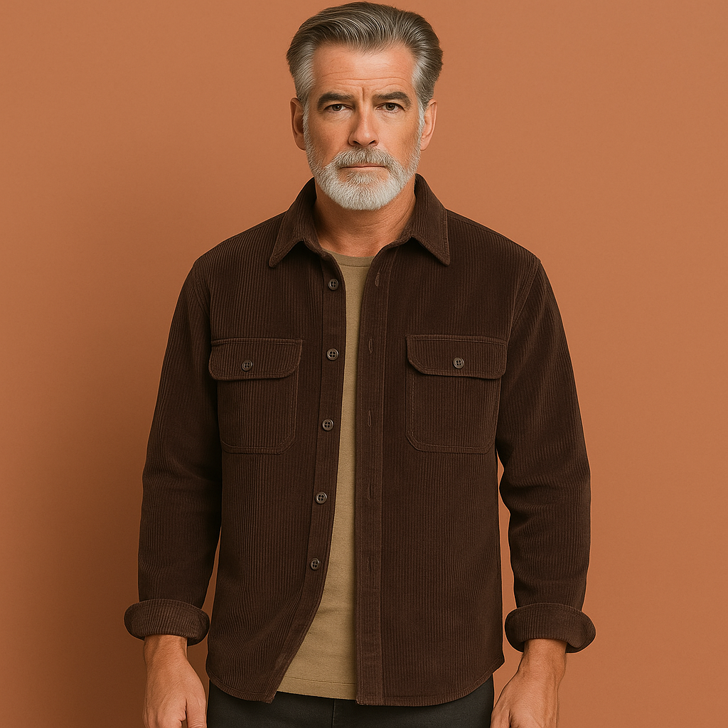 Warm corduroy shirt with fleece lining for men | Cassian
