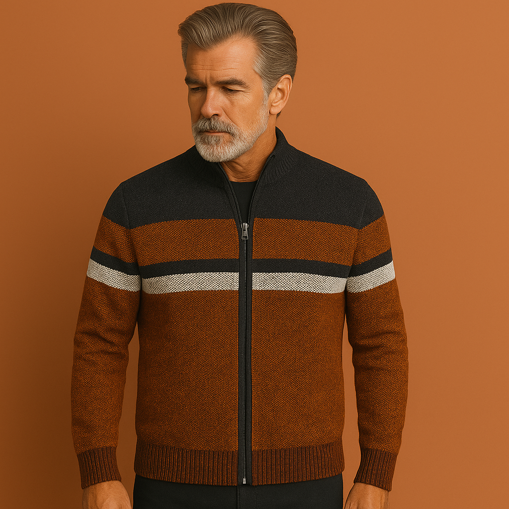 Stylish knitted zip-up cardigan for men | Nate