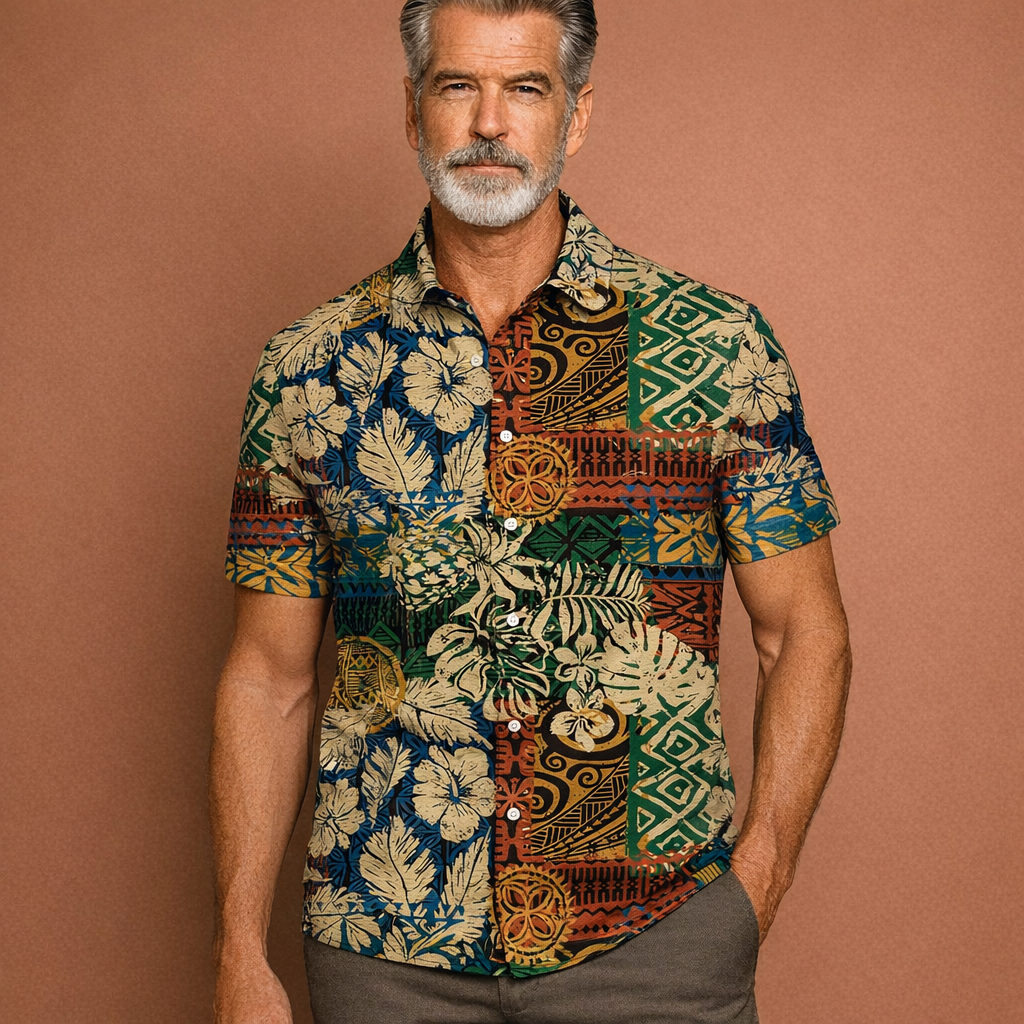 Tropical Floral Print Short Sleeve Shirt for Men | Jurre