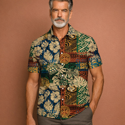 Tropical Floral Print Short Sleeve Shirt for Men | Jurre