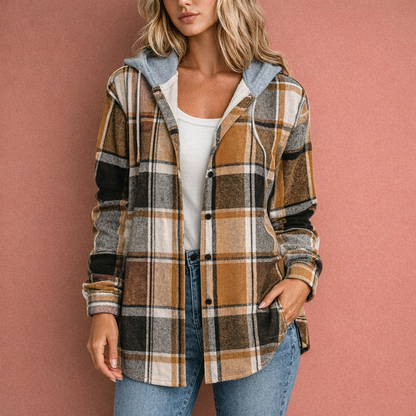 Hooded Overshirt with Button Closure for Women | Karolien