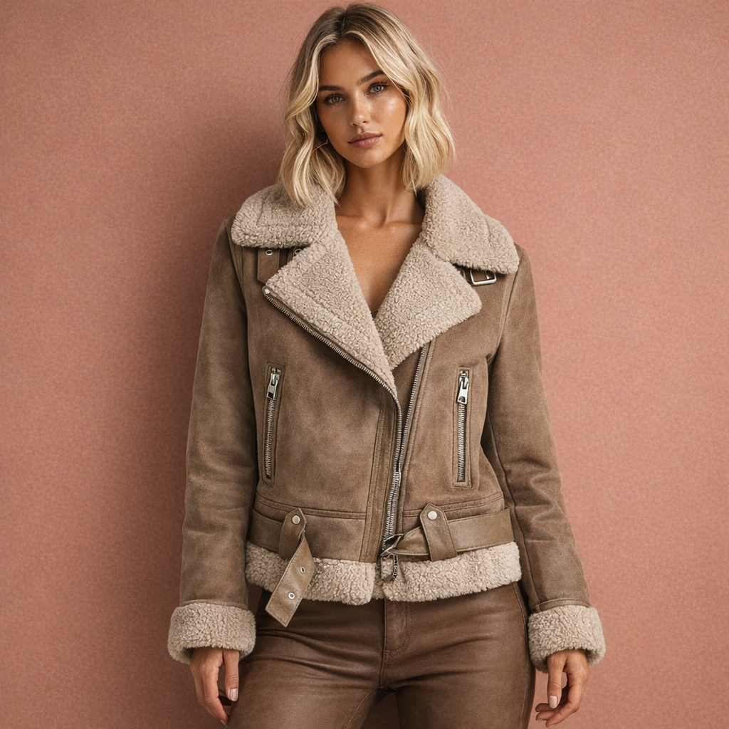 Stylish aviator jacket with zipper for women | Liesbeth