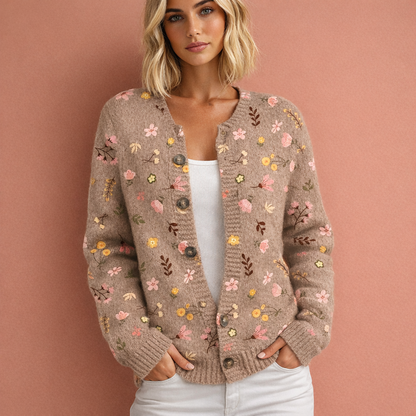 Chic Warm Cardigan with Floral Pattern for Women | Paulien