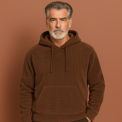 Stylish corduroy hoodie with a relaxed fit for men | Noe