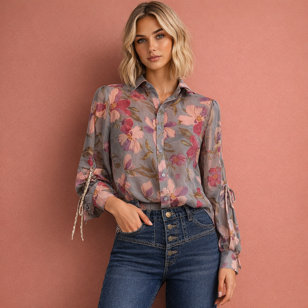 Chiffon blouse with floral print for women | Fenna