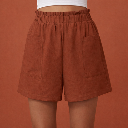 Casual linen shorts for women with elastic waist and pockets | Elira